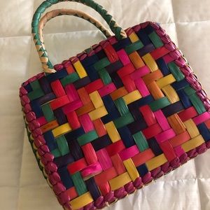 Colorful Straw Mexican bag or make up holder